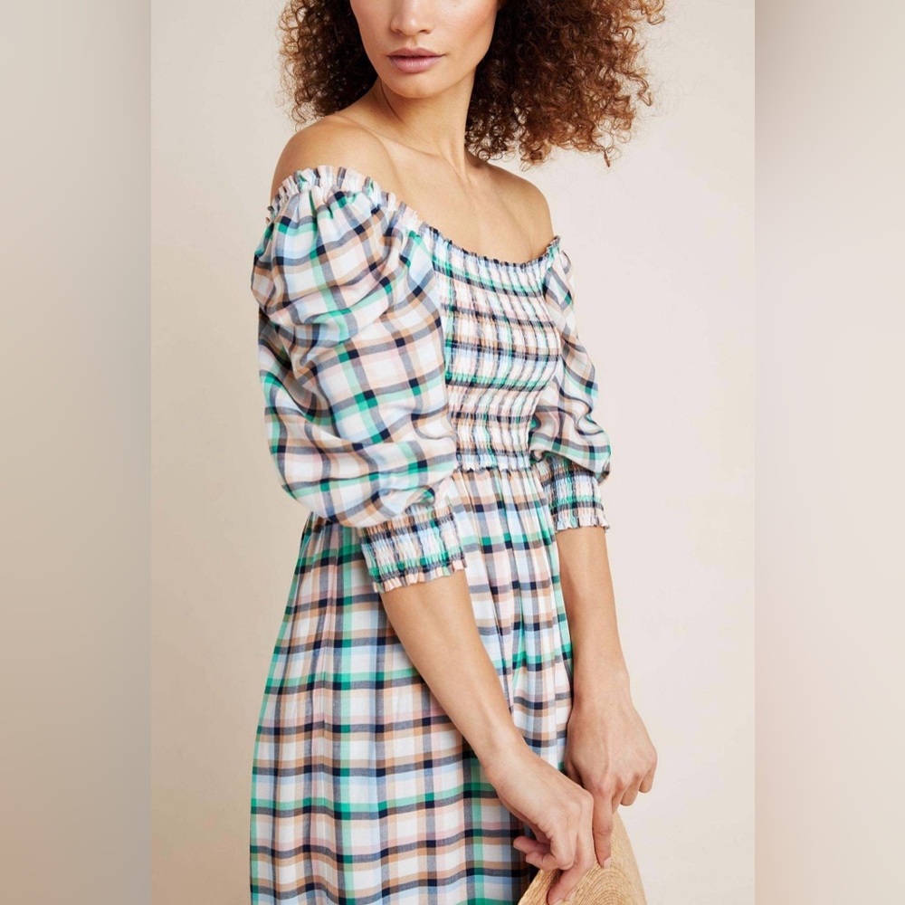 Anthropologie Maeve Cerie Smocked Maxi Dress